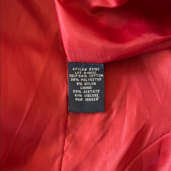 Vintage Red Denim Double Breasted Military Trench Coat Millard Fillmore Rock LA - Picture 9 of 10